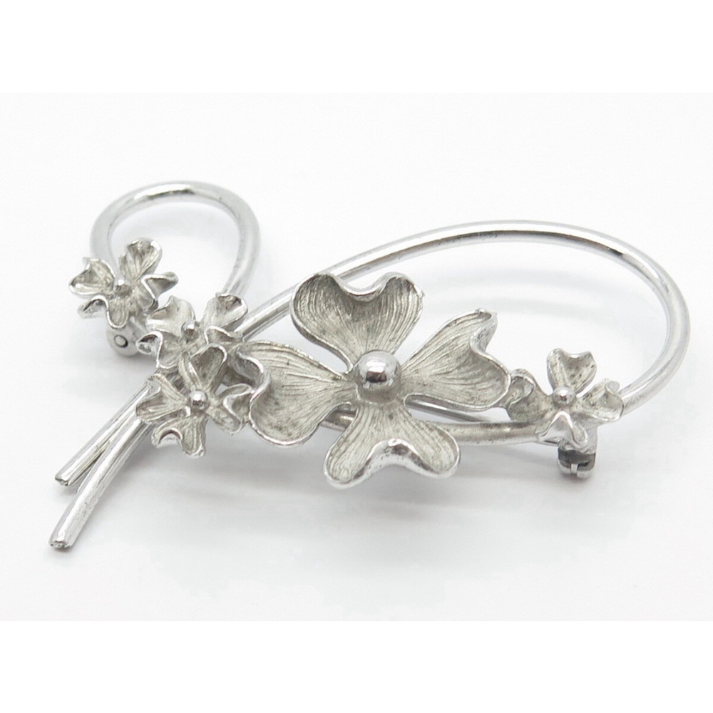 Beau Sterling Silver 925 Floral Pin Brooch Vintage
